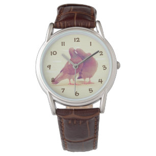 Retro Liebe-Vögel, die Taube küssen Armbanduhr