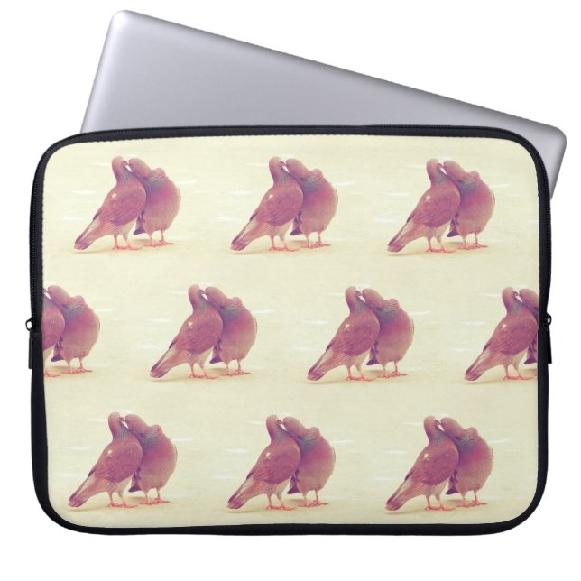 Retro Liebe-Vögel, die Taube küssen Laptopschutzhülle (Vorderseite)