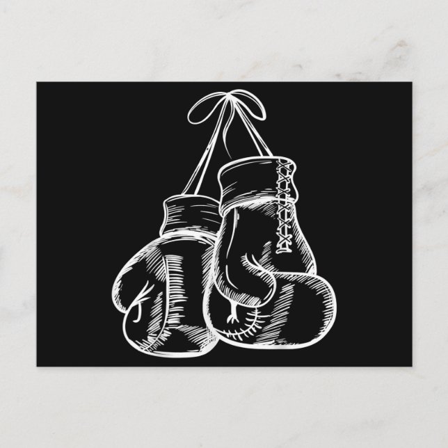 Retro Liebe White Boxing Gloves Geschenke Boxer Ge Postkarte (Vorderseite)