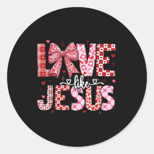 Retro Liebe wie Jesus Coquette Herzchen Bow Jesus  Runder Aufkleber