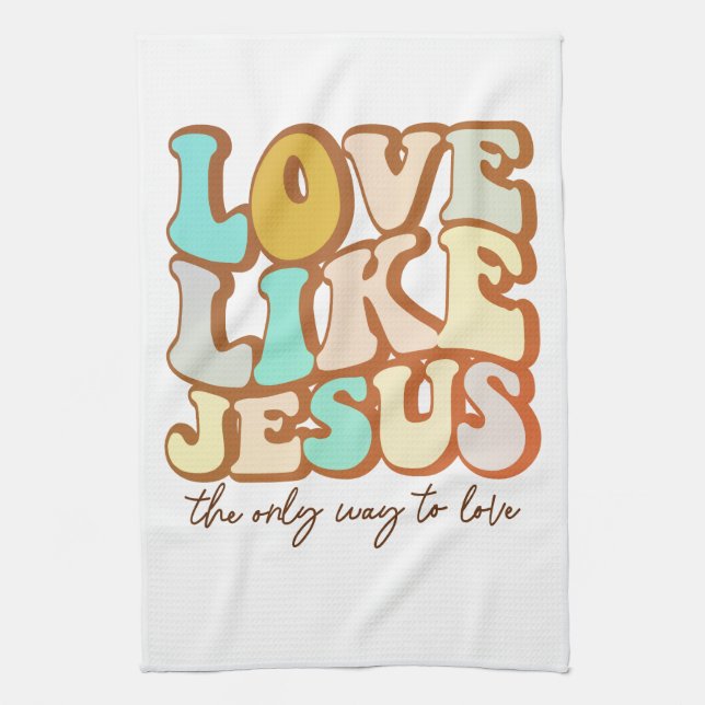 Retro-Liebe wie Jesus Geschirrtuch (Vertikal)