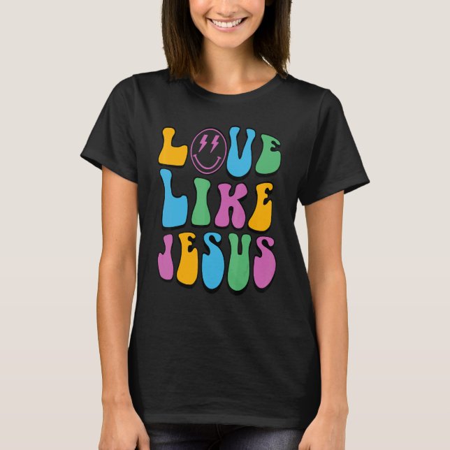 Retro-Liebe wie Jesus glücklich gegenüberstehen äs T-Shirt (Vorderseite)