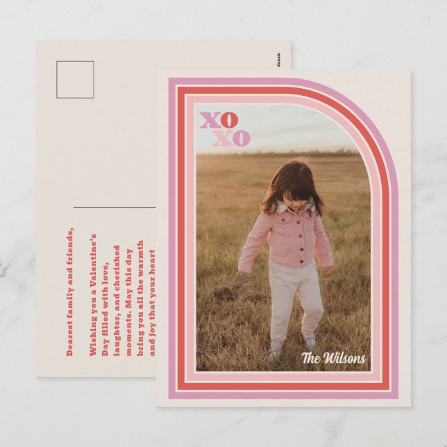Retro Liebe XOXO Valentinstag Foto Postkarte (Vorne/Hinten)