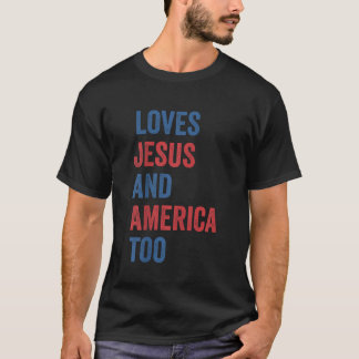 Retro Lieben Jesus und Amerika zu Gott Christlich  T-Shirt