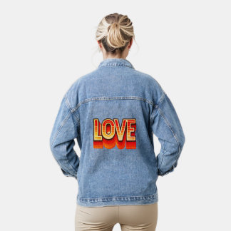 Retro-Liebes-Denimjacke Jeansjacke