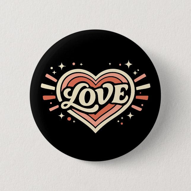 Retro-Liebesherz Valentinsklassiker Button (Vorderseite)