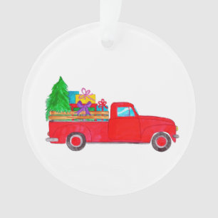 Retro Lieferwagen LKW mit Weihnachtsgeschenke Ornament