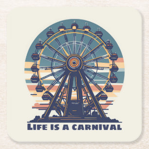 Retro Life ist ein Karneval Rechteckiger Pappuntersetzer