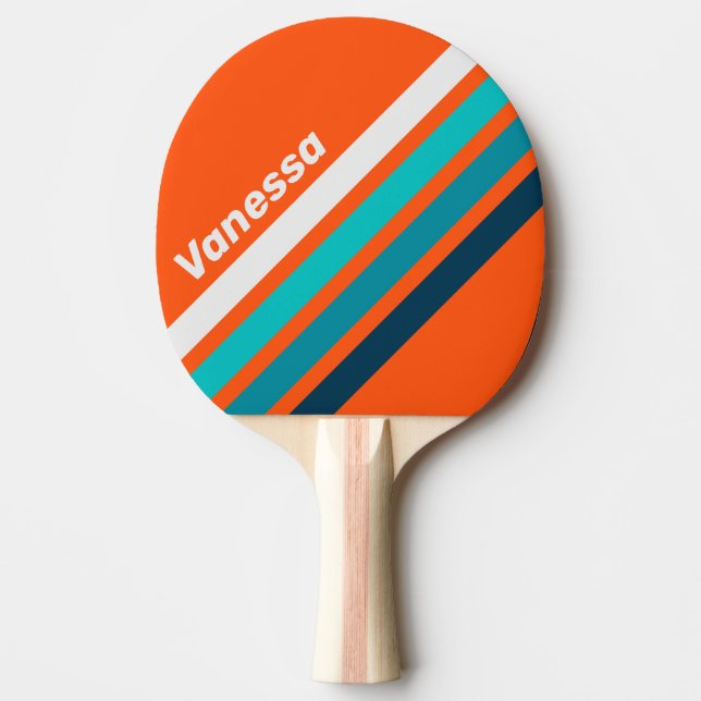 Retro Lifeguard Angled Striping with Name Tischtennis Schläger (Vorderseite)