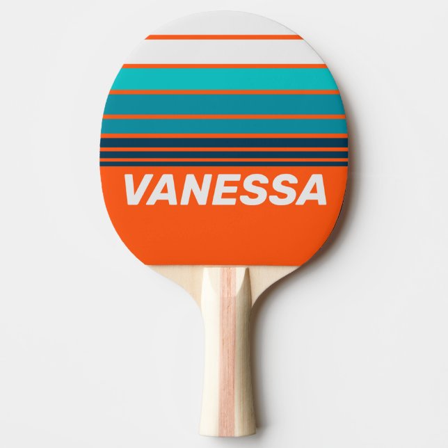 Retro Lifeguard Horizon Striping with Name Tischtennis Schläger (Vorderseite)