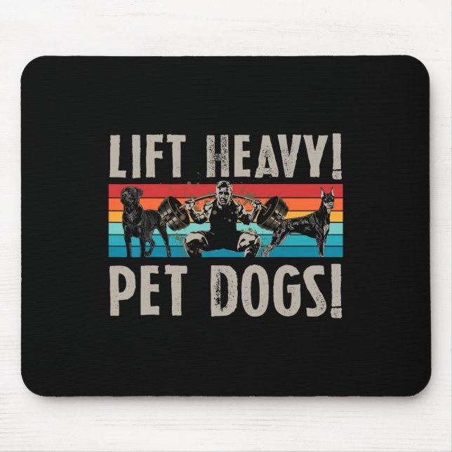 Retro Lift Heavy Pet Dogs Bodybuilding For Weightl Mousepad (Vorne)