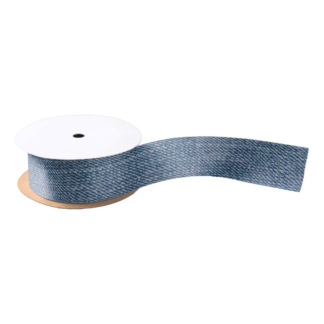 Retro Light Denim Textur Satinband (Spule)