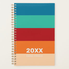 Retro Light Orange Pumpkin Blue Stripe 2026 Name Planer