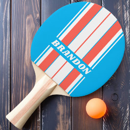 Retro Light Sky Blue Board Streifen mit Namen Tischtennis Schläger