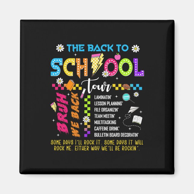 Retro Lightning Bolt Abcd Back To School Tour Teac Magnet (Vorne)