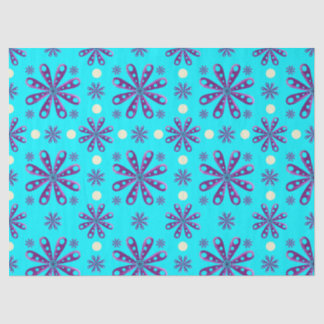 Retro-Lila-Blumen auf blauem Hintergrund Seidenpapier