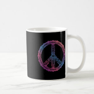 Retro Lila Boho Yoga Ornament Mandala Friedenszeic Kaffeetasse