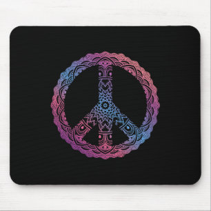 Retro Lila Boho Yoga Verziert Mandala Friedenszeic Mousepad