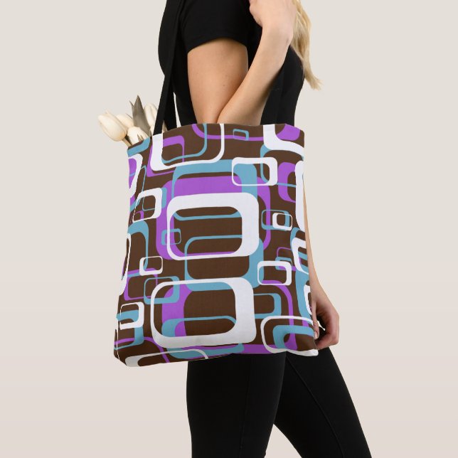 Retro Lila Brown 60er Muster Tasche (Von Nahem)