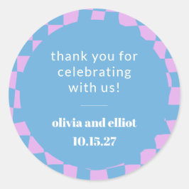 Retro Lila Checkerboard Custom Couples Dusche Runder Aufkleber