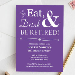 Retro Lila essen Drink und wieder müde sein Einladung