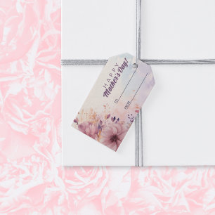 Retro Lila Floral Abstrakt Happy Mother Day Geschenkanhänger