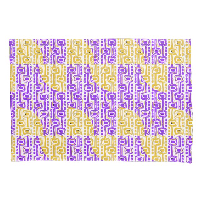 Retro-Lila-gelbes geometrisches Muster Kissenbezug (Vorderseite)
