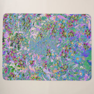 Retro-Lila-, Grün- und Blaue Wildblumen auf Rosa Sherpadecke