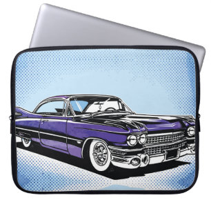 Retro Lila Klassiker Auto Seiten Pop Art Laptopschutzhülle