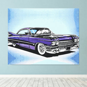 Retro Lila Klassiker Auto Seiten Pop Art Leinwanddruck