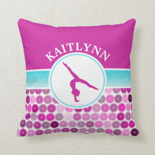 Retro lila Kreis-Gymnastik durch Golly Mädchen Kissen
