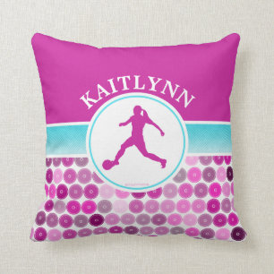 Retro lila Kreis-Mädchen-Fußball durch Golly Kissen