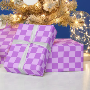 Retro Lila Lavendel Tartan Karo Weihnachten Geschenkpapier