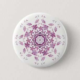 retro lila mit Blumenelment Button