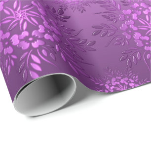 Retro lila mit Blumensteigung Geschenkpapier