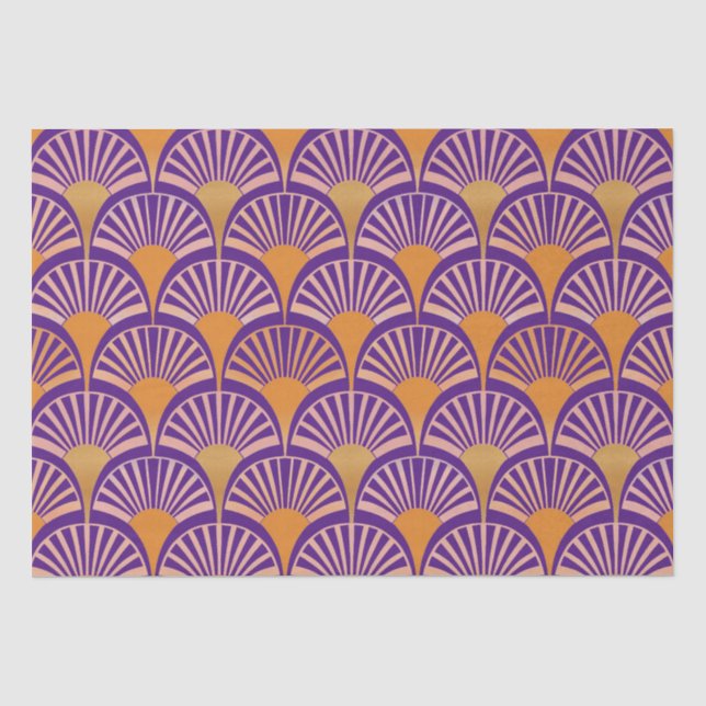 Retro lila orange Deko-Fans Muster Seidenpapier (Vorderseite)