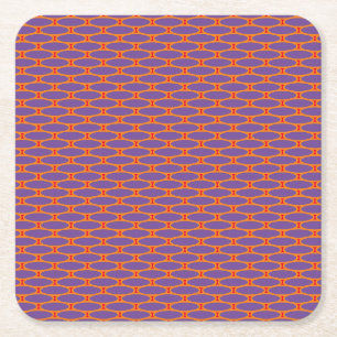 Retro Lila Orange rotes gezogenes geometrisches Mu Rechteckiger Pappuntersetzer