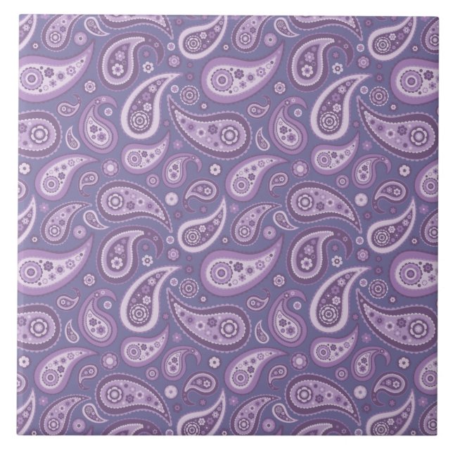Retro lila Paisley-Muster Fliese (Vorderseite)
