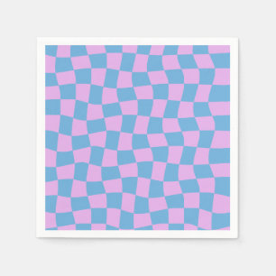 Retro Lila Periwinkle Abstrakt Blue Checkerboard Serviette