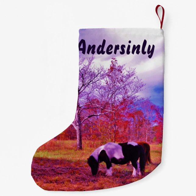 Retro Lila Pony Weihnachts-Pferd Kleiner Weihnachtsstrumpf (Rückseite)
