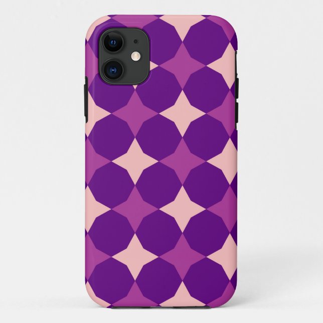 Retro Lila, rosa Kreise Abstrakt Case-Mate iPhone Hülle (Rückseite)