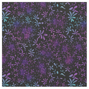 Retro lila Türkis-Blumenbatik Stoff