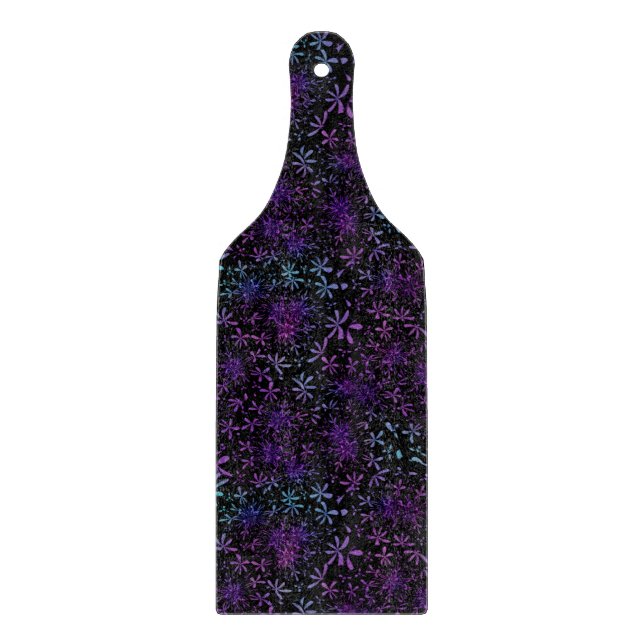 Retro Lila Türkis Floral Batik Schneidebrett (Vorderseite)