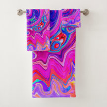 Retro Lila und Orange Abstrakt Groovy Swirl