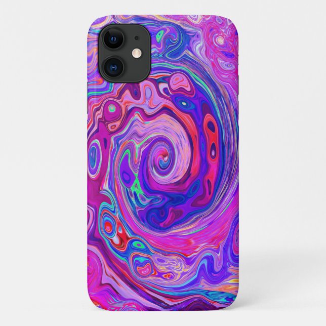 Retro Lila und Orange Abstrakt Groovy Swirl Case-Mate iPhone Hülle (Rückseite)