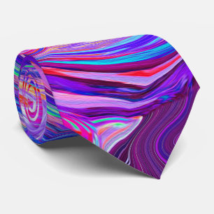 Retro Lila und Orange Abstrakt Groovy Swirl Krawatte