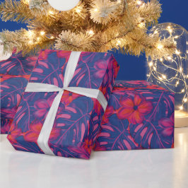 Retro Lila und rosa Florals Geschenkpapier