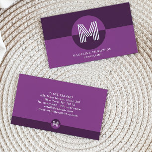 Retro Lila Violet Geometric Modern Monogram Visitenkarte
