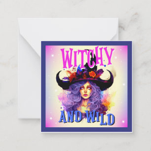 Retro Lila Witchy _ Halloween Mitteilungskarte