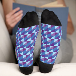 Retro Lila zu Blau Geometrisches Abstract 90er Jah Socken